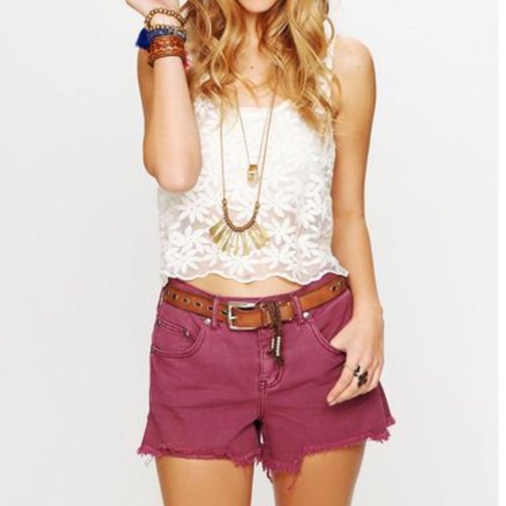 FREE PEOPLE PURPLE DENIM SHORTS